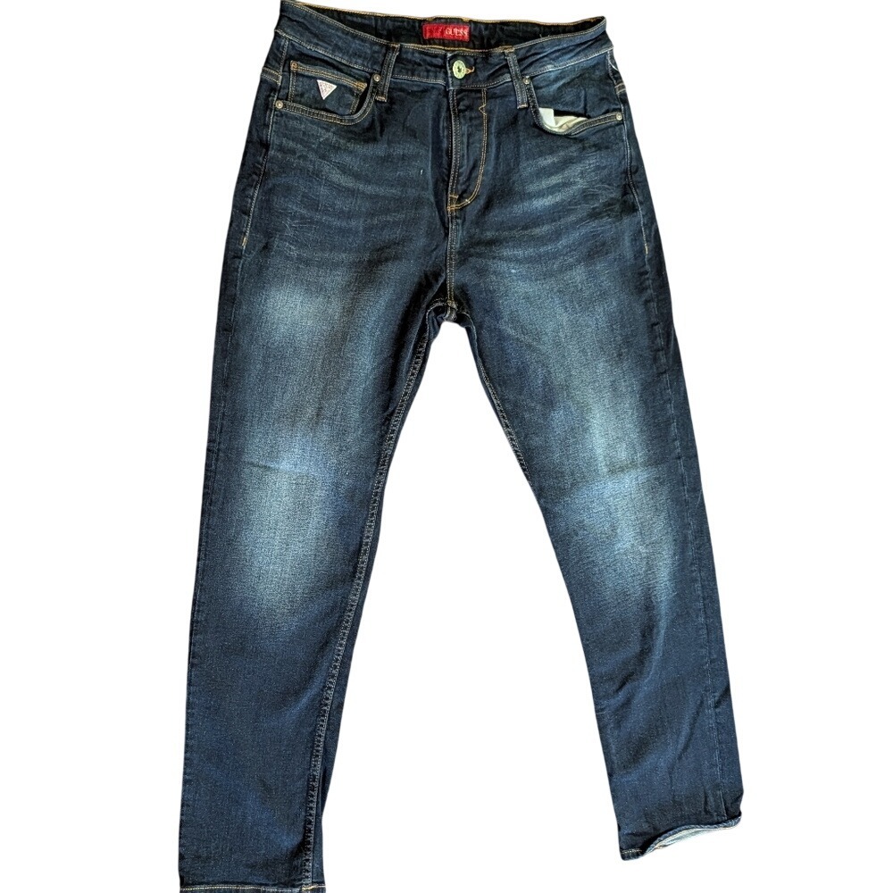 Guess Jeans Men's Dark Wash Athletic Tapered Fit Denim Jeans Size 32